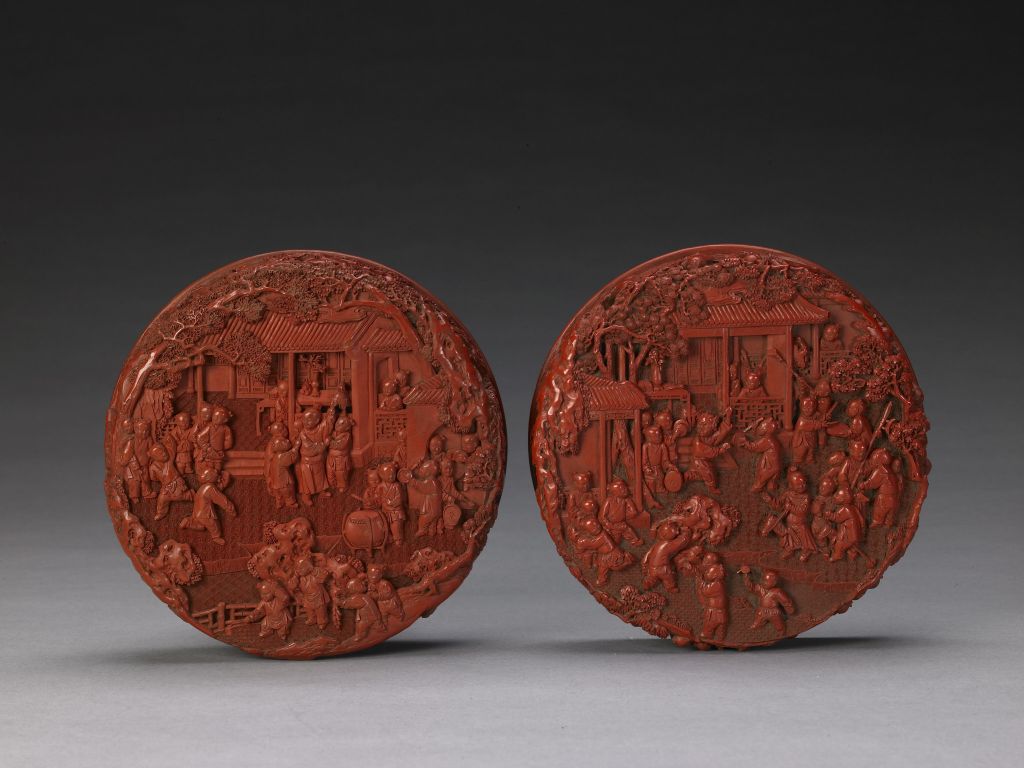 图片[1]-Carved Red Hundred Children Treasure Box-China Archive